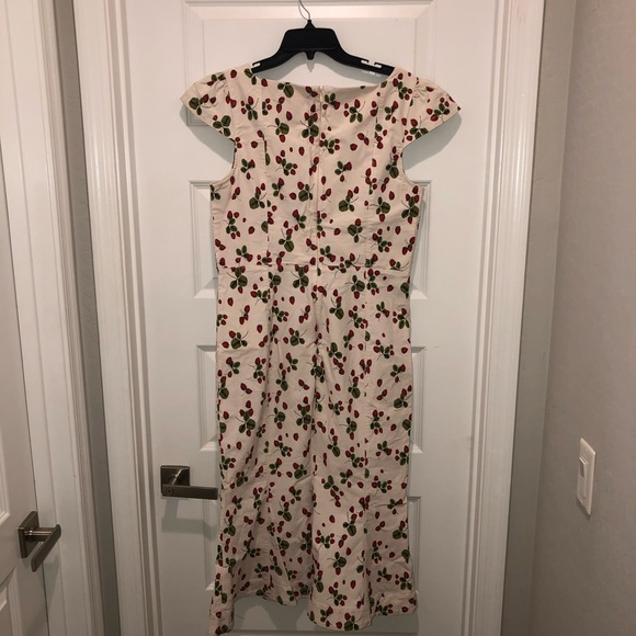 New Anthropologie The Cecily Fit & Flare Sweetheart Dress Strawberry sz L - Picture 8 of 8
